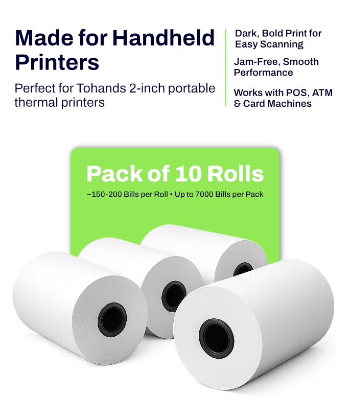 2-Inch Thermal Paper Rolls (Pack of 50)