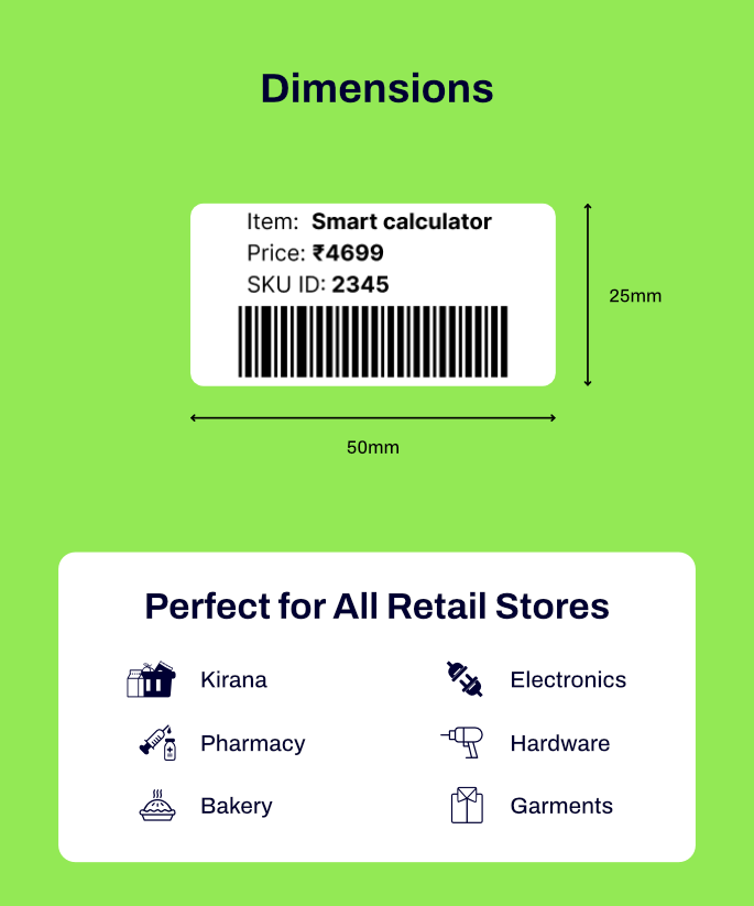Thermal Labels for Price & Barcode Printing – 50 × 25 mm